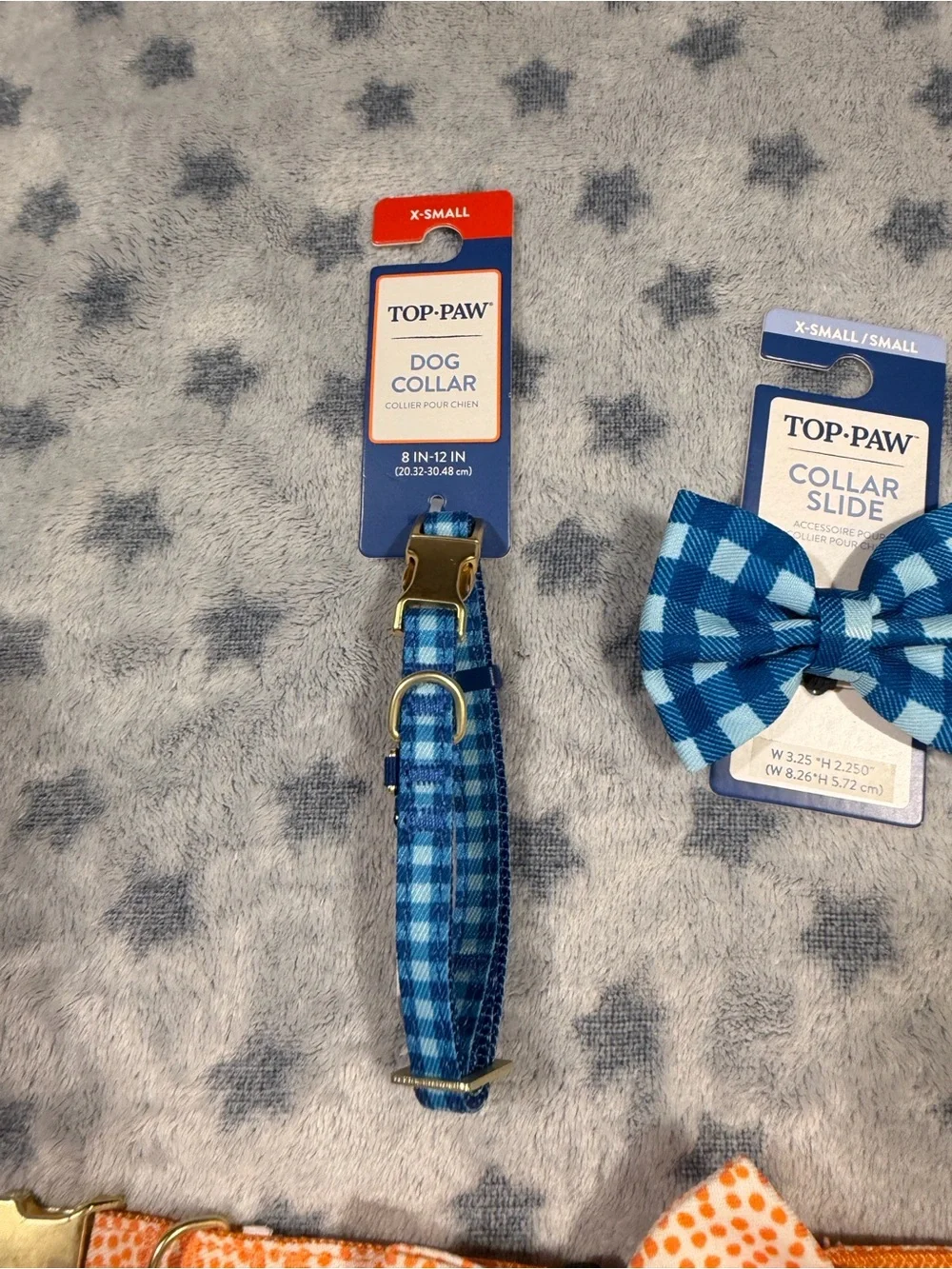 Top Paw Blue and Orange Bow Tie Collar Set - Accessories Xs